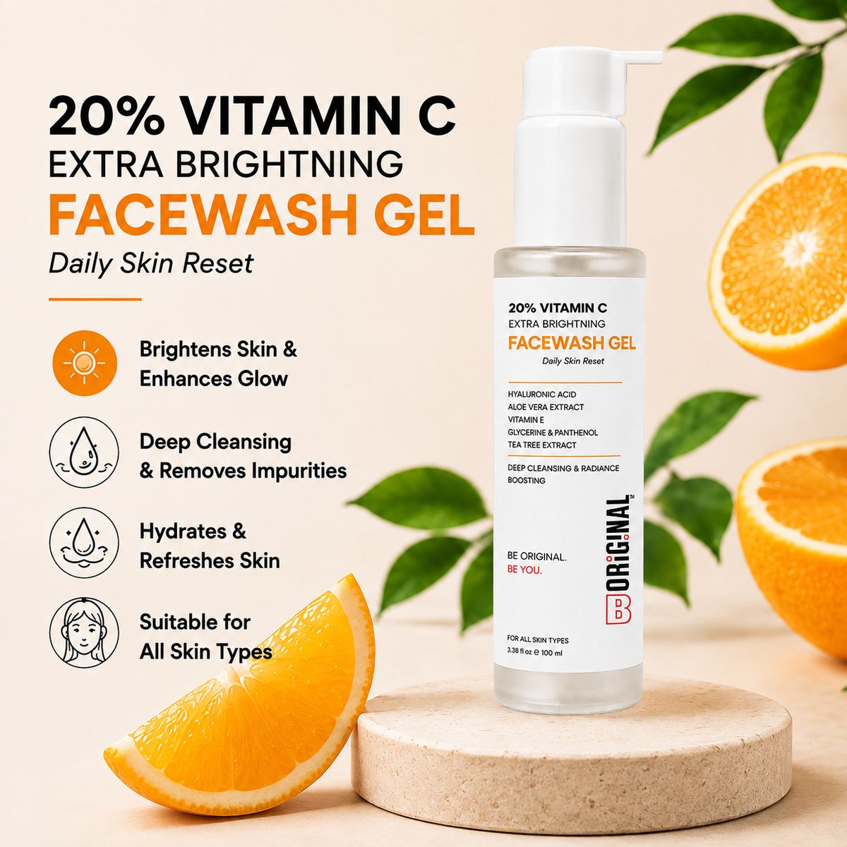 20% Vitamin C Extra Brightening Facewash Gel