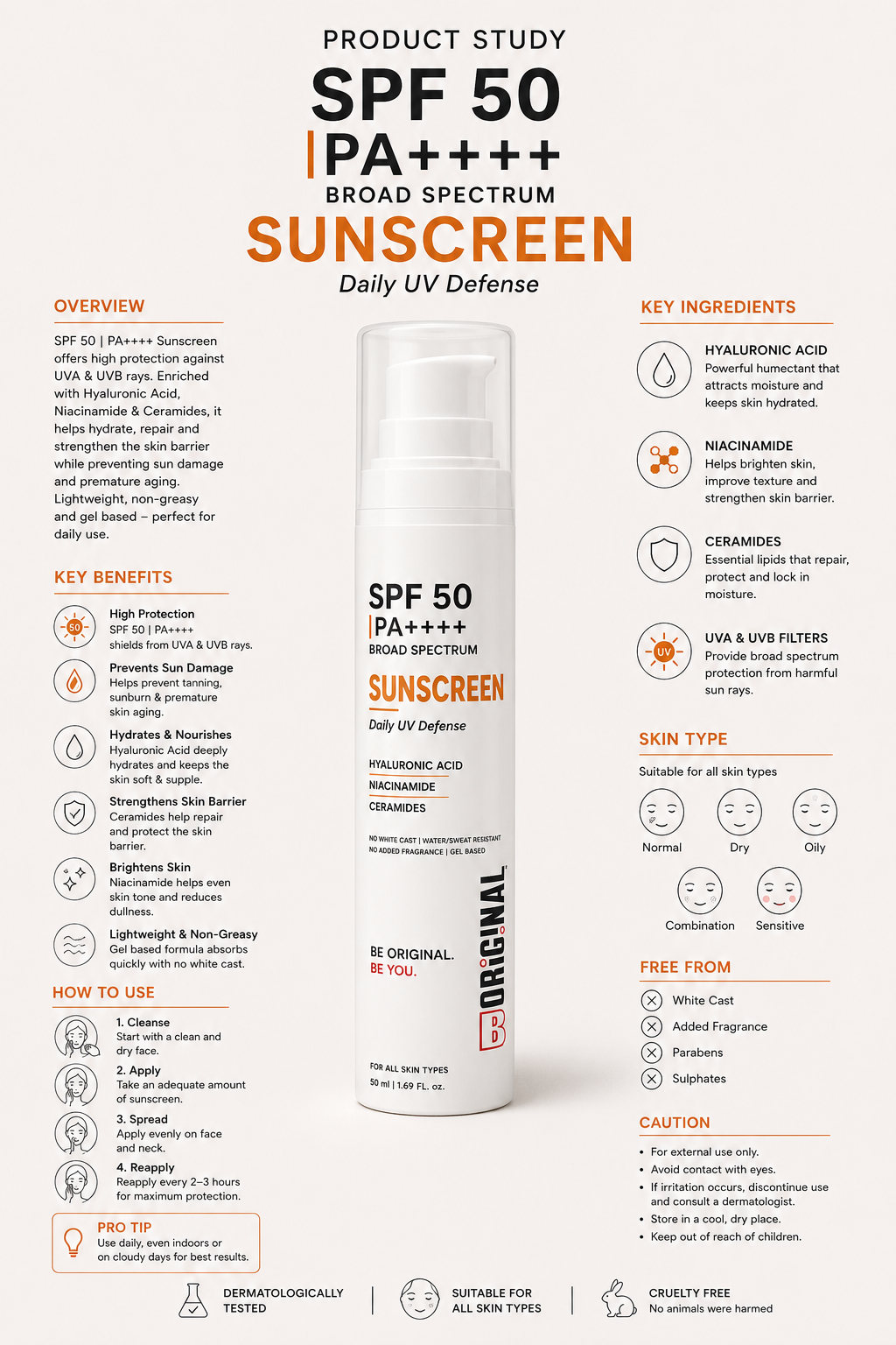 Sunscreen SPF 50 PA++++ Broad Spectrum