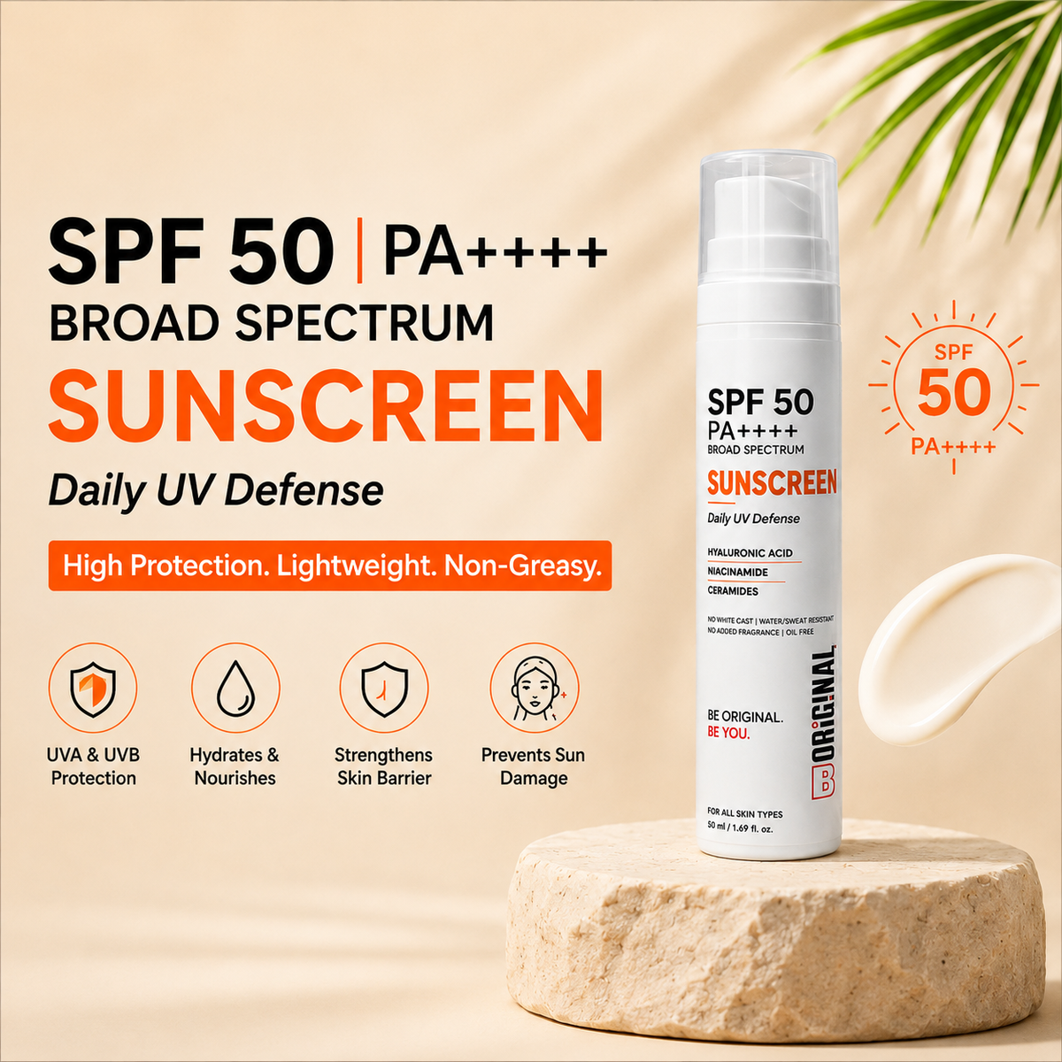 Sunscreen SPF 50 PA++++ Broad Spectrum